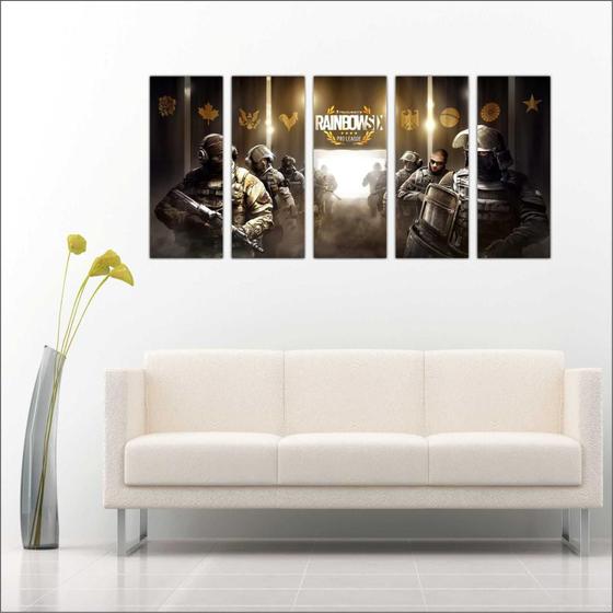 Quadro Decorativo Game Jogos Rainbow Six Mosaico Com 5 Peças GG2 Menor preço em Quadro Decorativo Game Jogos Rainbow Six Mosaico Com 5 Peças GG2