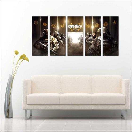 Imagem de Quadro Decorativo Game Jogos Rainbow Six Mosaico Com 5 Peças GG2