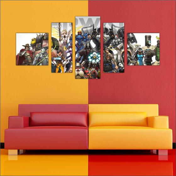 Quadro Decorativo Game Overwatch Mosaico 5 Peças Salas Quartos TT1 Menor preço em Quadro Decorativo Game Overwatch Mosaico 5 Peças Salas Quartos TT1