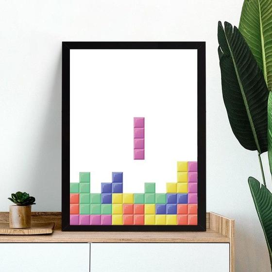 Imagem de Quadro Decorativo Gamer Tetris 45x34cm - com vidro