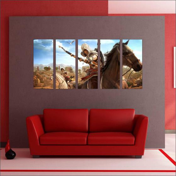 Imagem de Quadro Decorativo Games Assassin's Creed Jogos Mosaico Com 5 Peças GG4