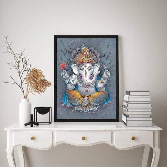 Imagem de Quadro Decorativo Ganesha FundoCinza 33x24cm