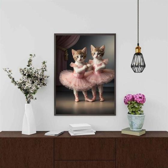 Imagem de Quadro Decorativo Gatinhas Bailarinas 24X18Cm - Com Vidro