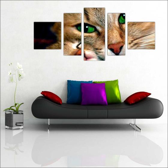 Quadro Decorativo Gato Animais Pet Shop Salas Interiores 5 Peças Menor preço em Quadro Decorativo Gato Animais Pet Shop Salas Interiores 5 Peças