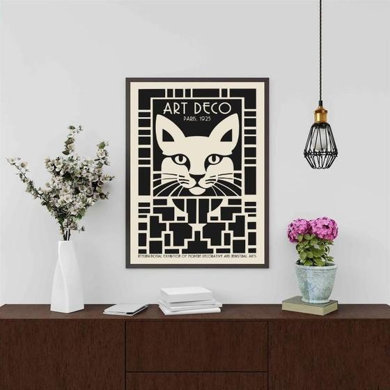 Imagem de Quadro Decorativo Gato - Art Deco 24x18cm