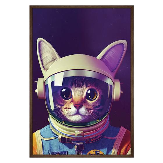Imagem de Quadro Decorativo Gato Astronauta Moldura Cx Alta 100x66