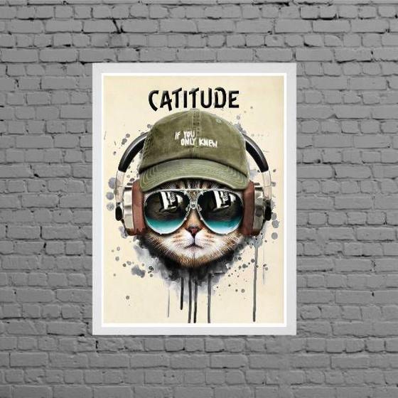 Imagem de Quadro Decorativo Gato Catitude 33x24cm