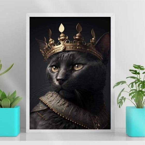 Imagem de Quadro Decorativo Gato Preto ComCoroa 33x24cm