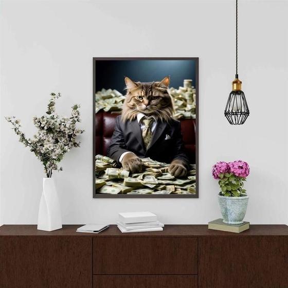 Imagem de Quadro Decorativo Gato Rico 33X24Cm - Com Vidro