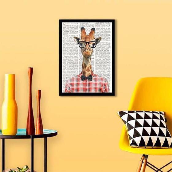 Imagem de Quadro Decorativo Girafa Intelectual 45x34cm