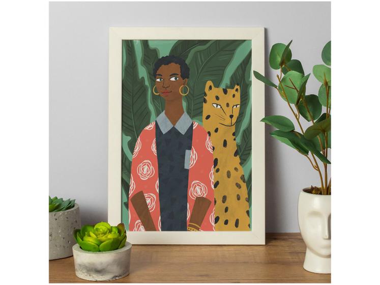 Imagem de Quadro Decorativo Go Girl Mulher e Onça 25x35cm