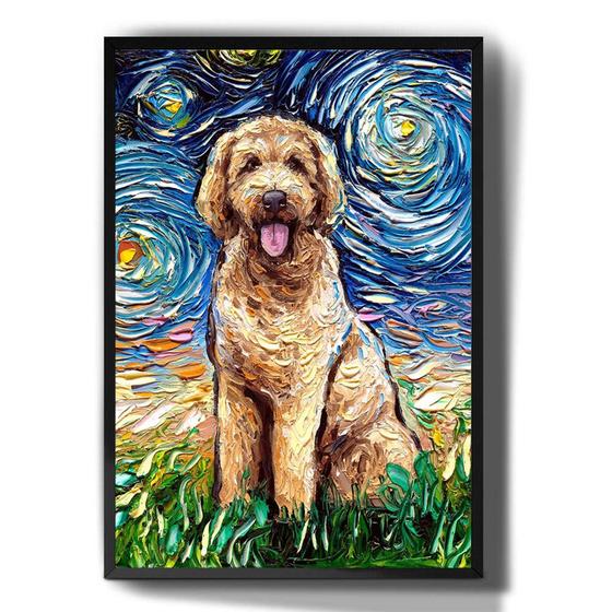 Imagem de Quadro Decorativo Goldendoodle A Noite Estrelada Arte