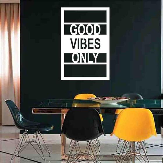 Imagem de Quadro Decorativo Good Vibes Only 3Mm Vazado Preto - Mdf