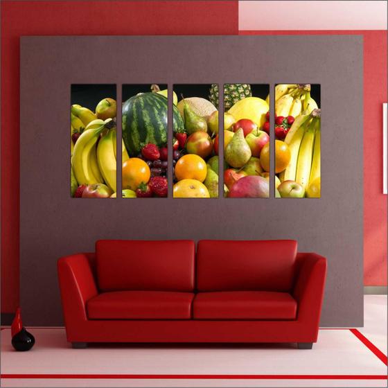 Imagem de Quadro Decorativo Gourmet Frutas Cozinhas Restaurantes Mosaico 5 Peças GG6