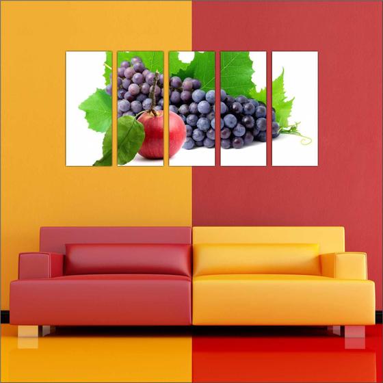 Imagem de Quadro Decorativo Gourmet Frutas Cozinhas Restaurantes Mosaico 5 Peças GG8