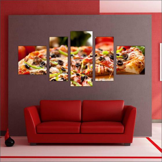 Imagem de Quadro Decorativo Gourmet  Pizza Pizzarias Restaurantes 5 Peças TT1