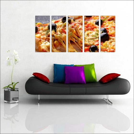 Imagem de Quadro Decorativo Gourmet Pizzarias Pizza Food 5 Peças GG5