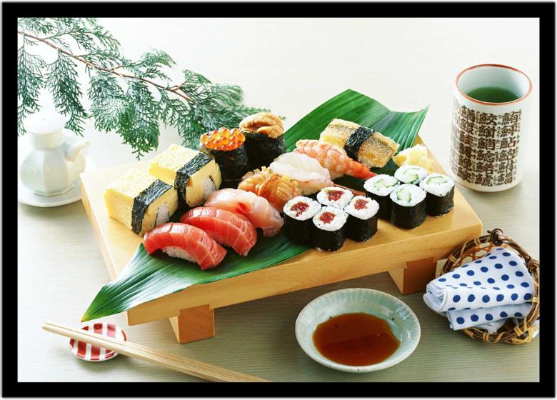 Imagem de Quadro Decorativo Gourmet Sushi Bar Delivery Restaurantes Comércio Com Moldura RC54