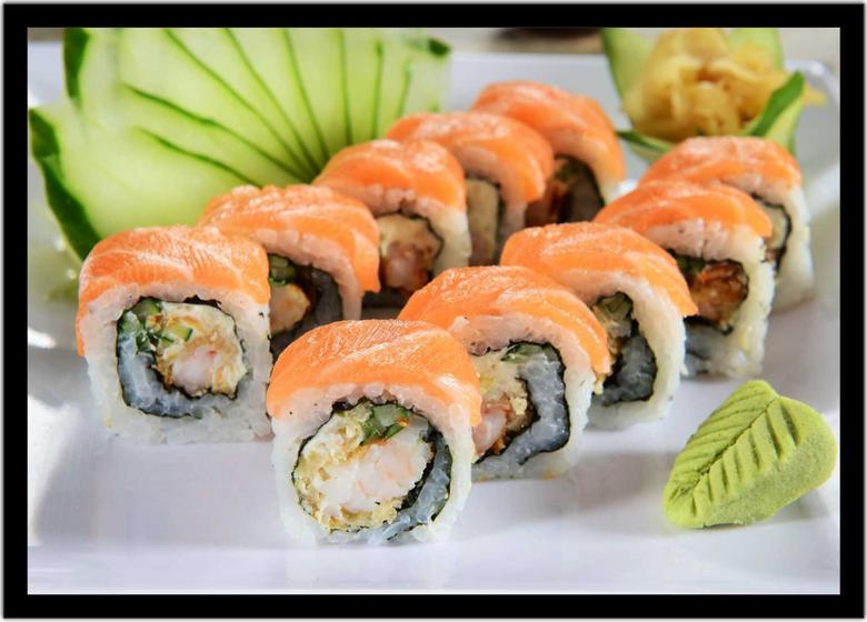 Imagem de Quadro Decorativo Gourmet Sushi Bar Delivery Restaurantes Comércio Com Moldura RC60