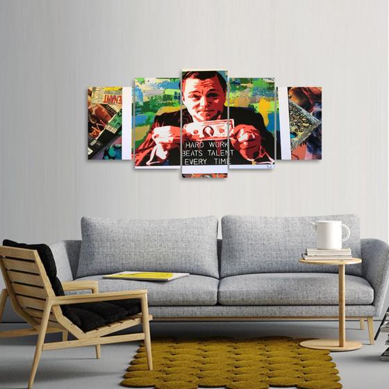 Imagem de Quadro decorativo Hard Work Wall Street Mosaico 5 Peças