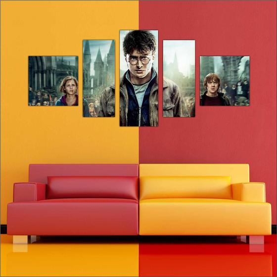 Imagem de Quadro Decorativo Harry Potter Decoração Salas Quartos Mosaico 5 Peças TT6