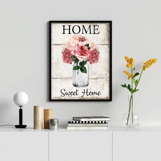 Imagem de Quadro Decorativo Home Sweet Home- Flores 33X24Cm