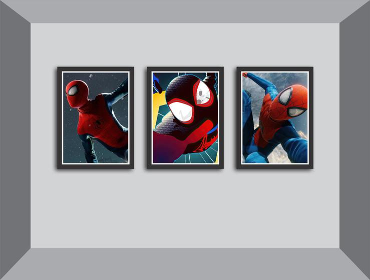 Imagem de Quadro Decorativo Homem Aranha, Kit 3 Peças 30x40cm