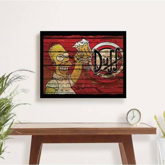 Imagem de Quadro Decorativo Homer Simpson Duff Beer Rústico