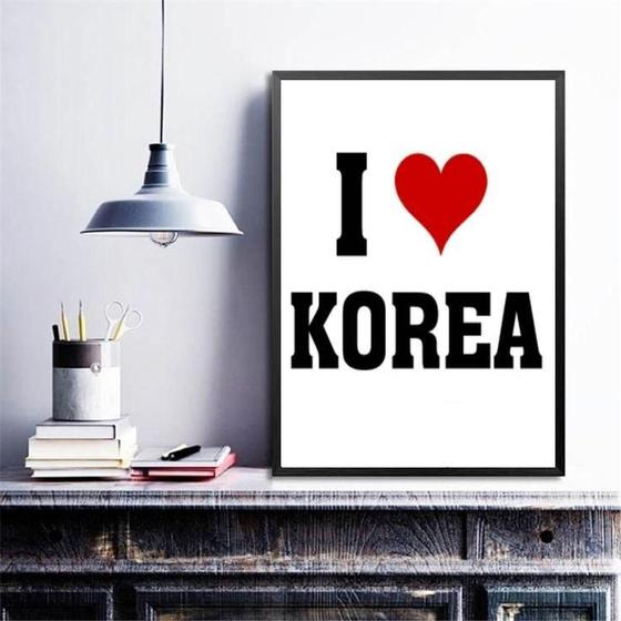 Imagem de Quadro Decorativo I Love Korea 33X24Cm - Com Vidro