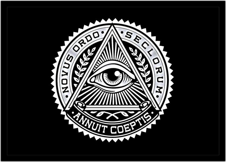 Imagem de Quadro Decorativo Illuminati Olho Que Tudo Vê Pirâmide Maçonaria Com Moldura RC007