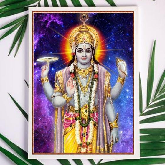 Imagem de Quadro Decorativo Indiano Vishnu 33x24cm - com vidro