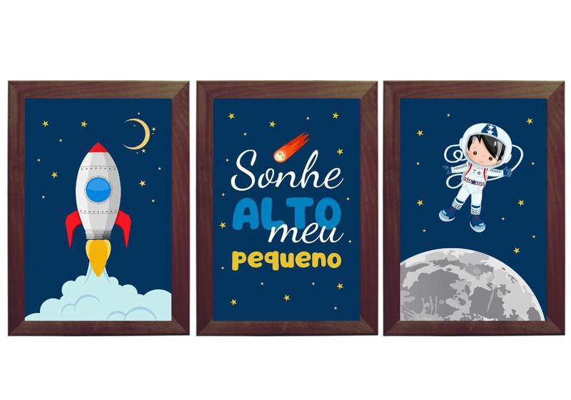 Imagem de Quadro Decorativo Infantil Astronauta Espaço Sideral Foguete