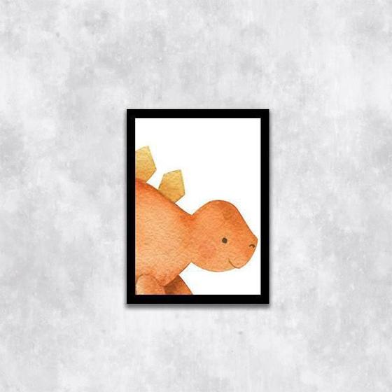 Imagem de Quadro Decorativo Infantil Dinossauro Laranja 24X18Cm