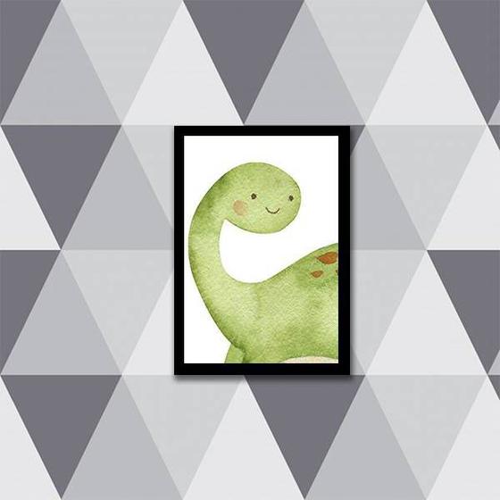 Imagem de Quadro Decorativo Infantil Dinossauro Verde 24x18cm - com vidro