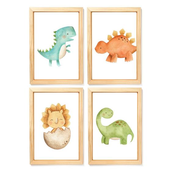 Imagem de Quadro Decorativo Infantil Dinossauros Baby Aquarela