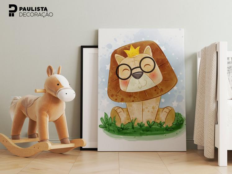 Imagem de Quadro Decorativo Infantil Leãozinho Canvas 50x70  - Foto Paulista