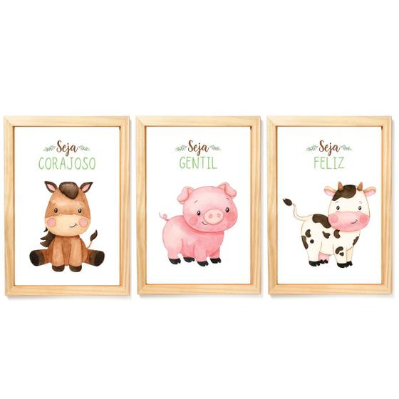 Imagem de Quadro Decorativo Infantil Quarto Bebê Fazendinha Cavalinho