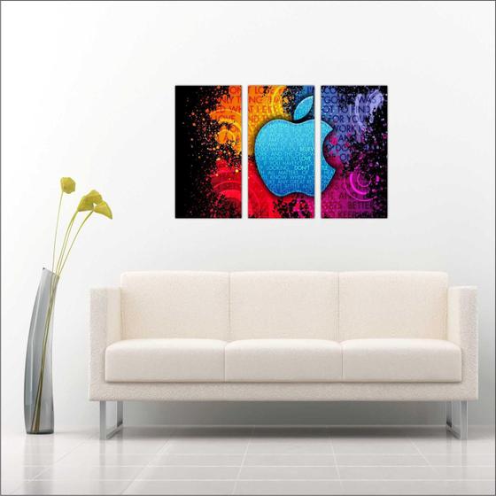 Imagem de Quadro Decorativo Informática Steve Jobs Com 3 peças Com Moldura