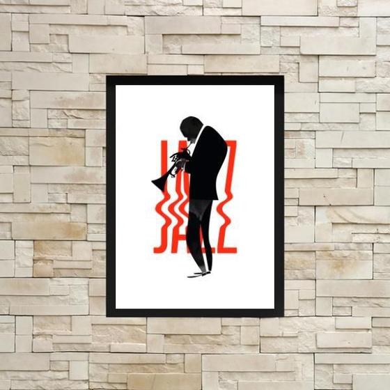 Imagem de Quadro Decorativo Jazz Silhueta Homem 45X34Cm