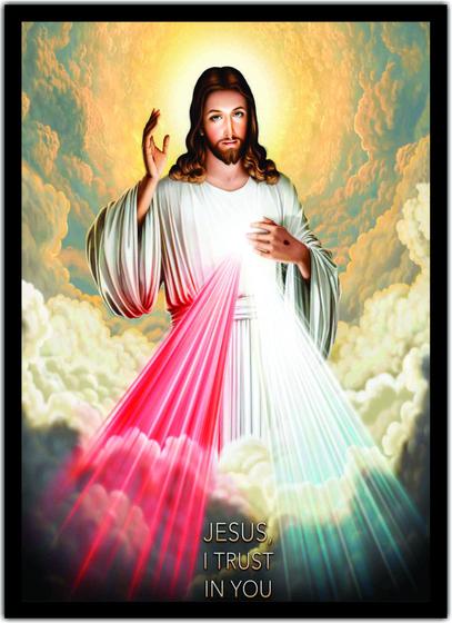 Imagem de Quadro Decorativo Jesus Cristo Divina Misericórdia Moldura