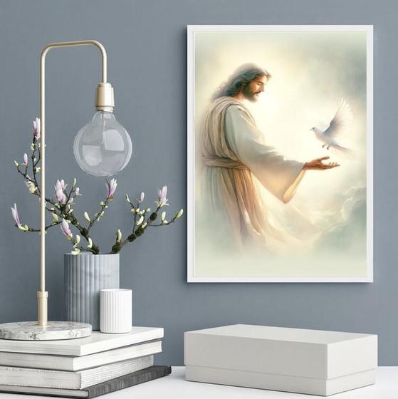 Imagem de Quadro Decorativo Jesus E O Espírito Santo 24x18cm - com vidro