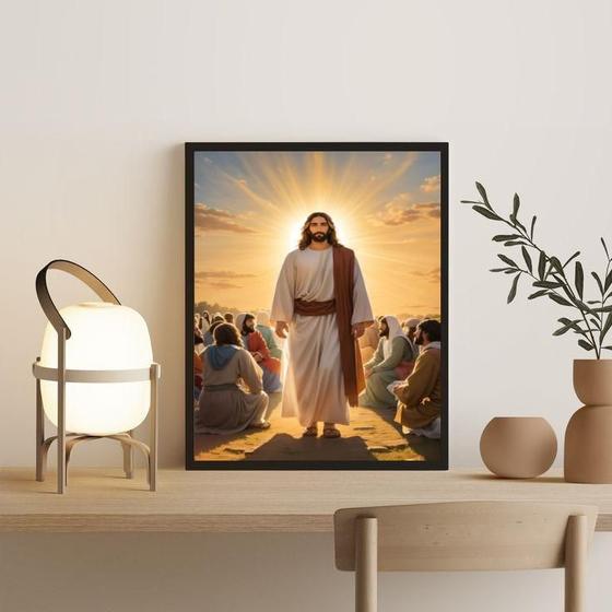 Imagem de Quadro Decorativo Jesus Iluminado 24X18Cm - Com Vidro