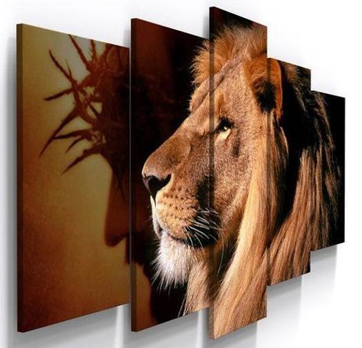 Imagem de Quadro Decorativo Jesus Leao Juda - 5 Peças Mosaico