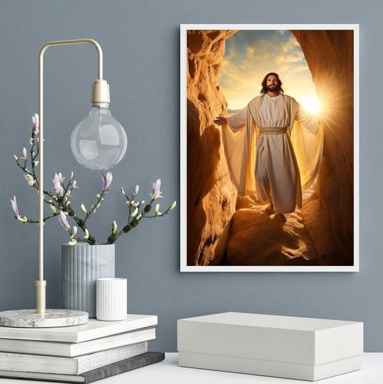 Imagem de Quadro Decorativo Jesus ressuscitando 33x24cm - com vidro