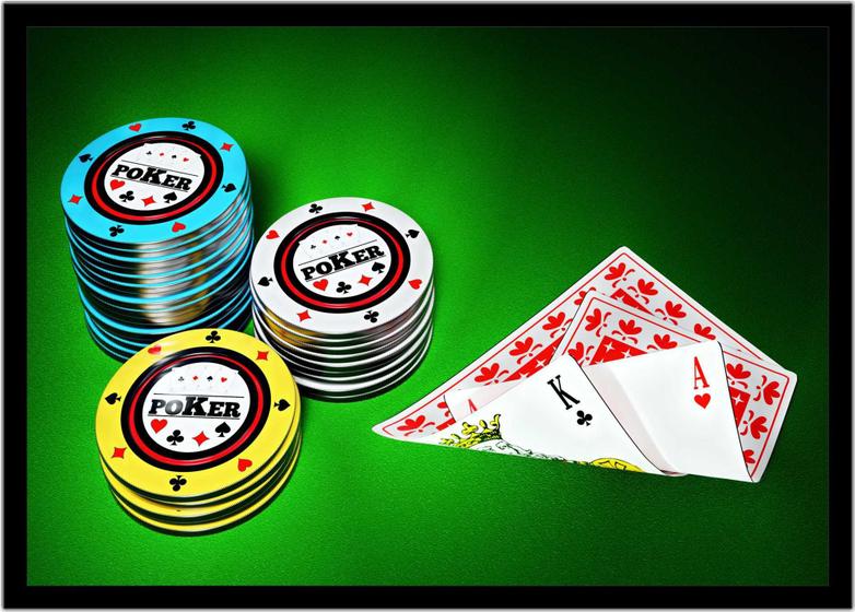Imagem de Quadro Decorativo Jogos Baralho Naipe Cartas Poker Com Moldura RC031