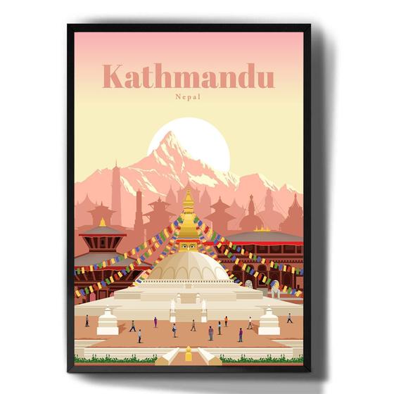 Imagem de Quadro Decorativo Katmandu Nepal Cidade Desenho