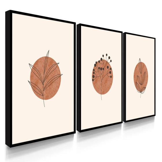 Imagem de Quadro Decorativo Kit Boho Botânico 55x40 Com Moldura 