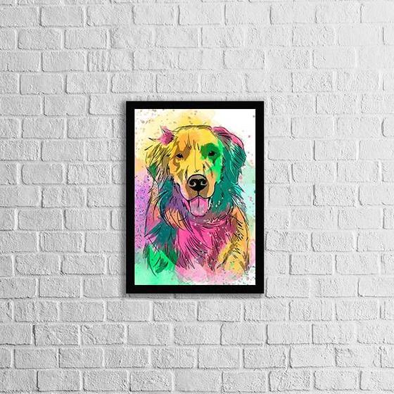 Imagem de Quadro Decorativo Labrador Multicolorido 24x18cm - com vidro