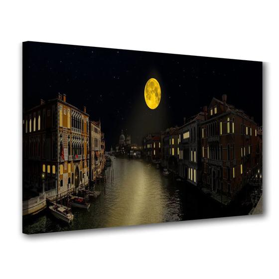 Imagem de Quadro Decorativo Lago Lua Cheia Na Italia