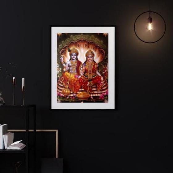 Imagem de Quadro Decorativo Lakshmi E Vishnu - 60X48Cm